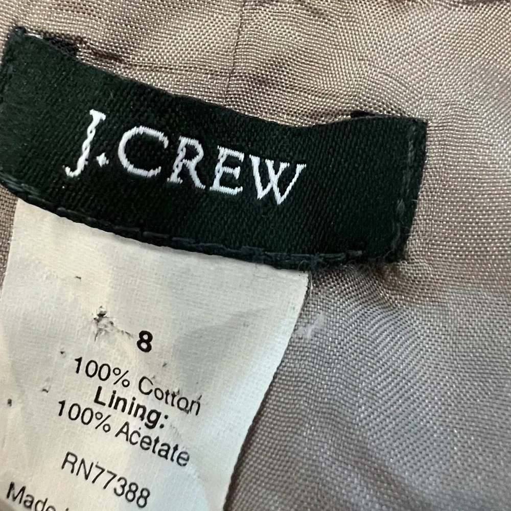 J Crew Schoolboy Tan Blazer‎ Womens Cotton 1-Button 8 Pink Lining Fitted Preppy